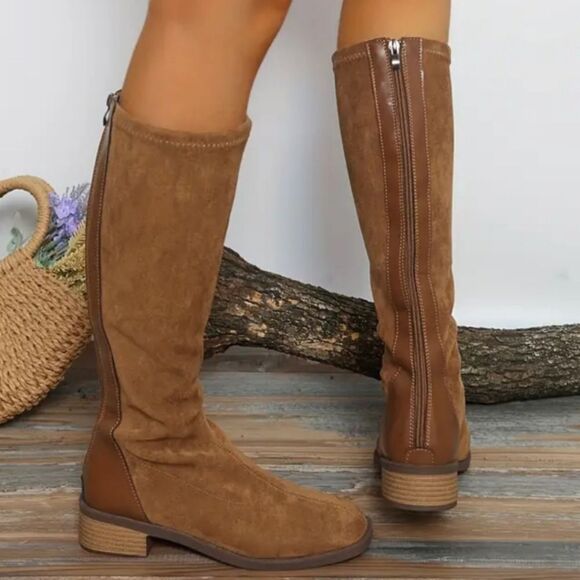 Brown Knee-High Suede Boots sz 8.5 - Picture 3 of 11